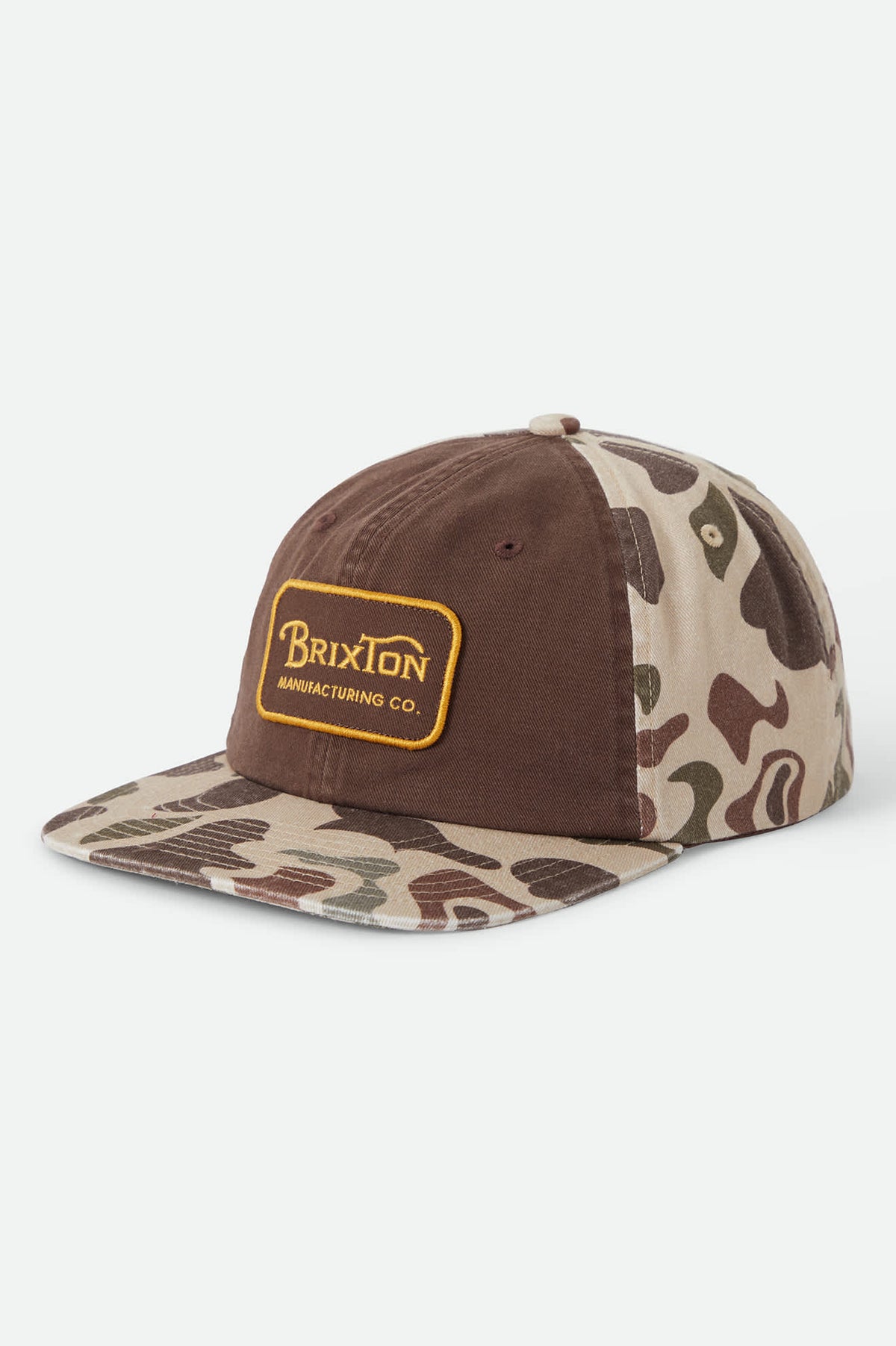 Unisex Grade Snapback in the color Duck Camo/Walnut Brown - Front Product View