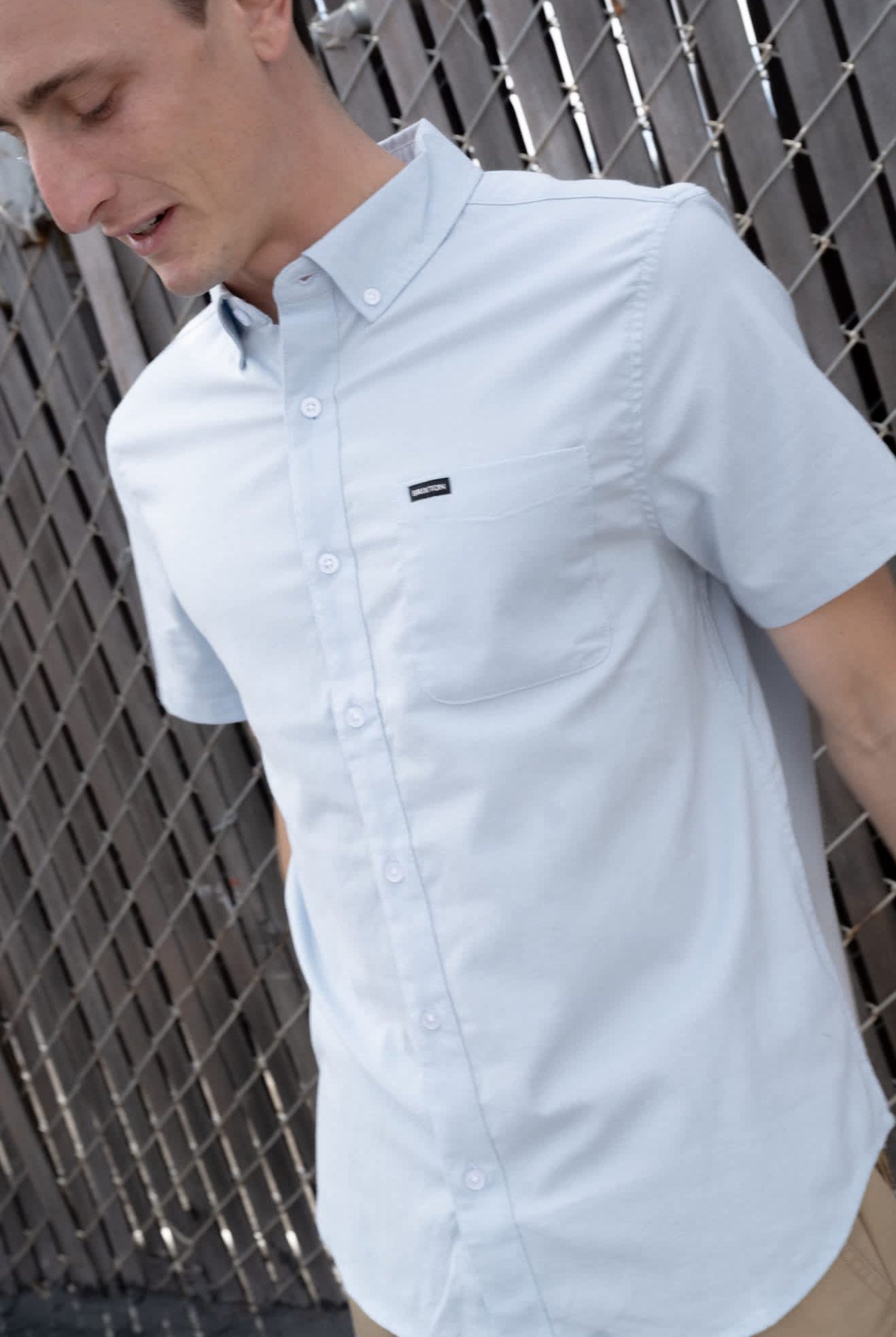 Men's Sanford Oxford Woven in the color Dusty Blue - Men's Lifestyle image