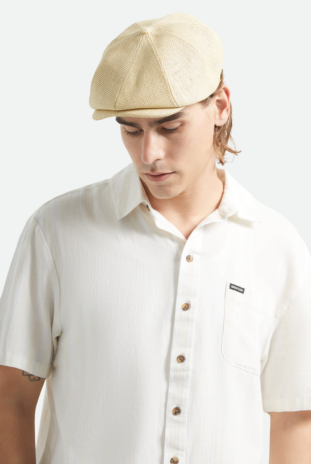 Unisex Brood Newsboy Cap in the color Dark Tan Straw - Additional Fit image