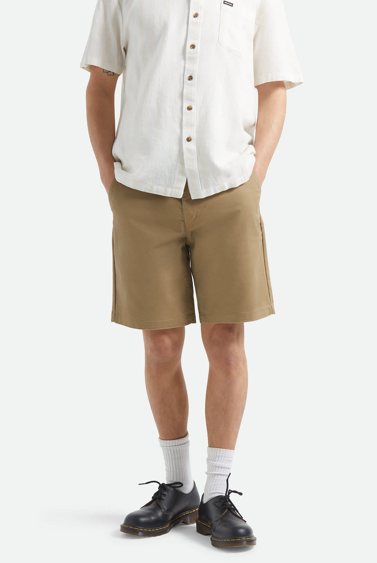 Men's Santo Chino Short in the color Khaki - Men's Front View