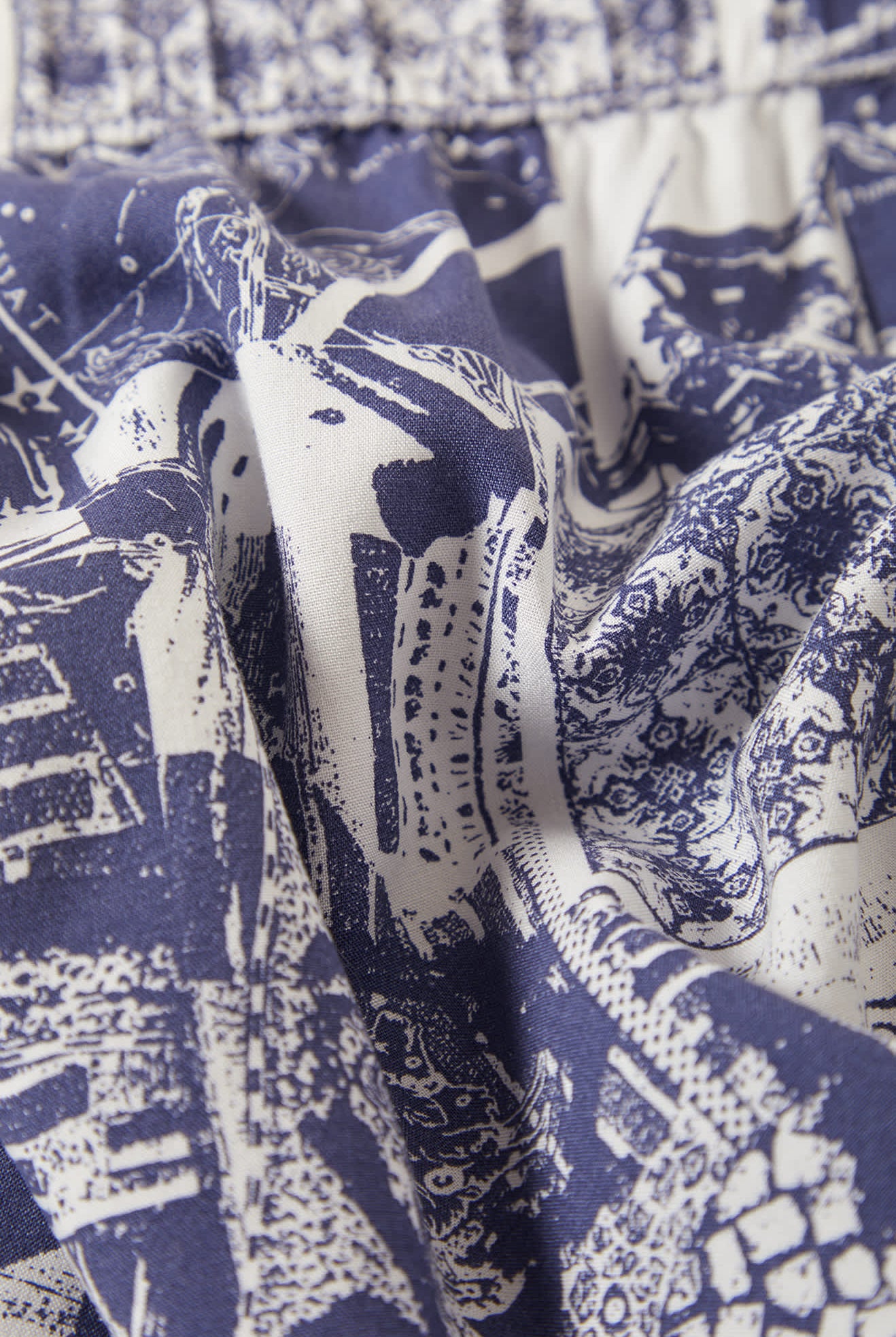 Women's Post Playa E-Waist Short in the color Navy/White Collage - Additional Laydown image