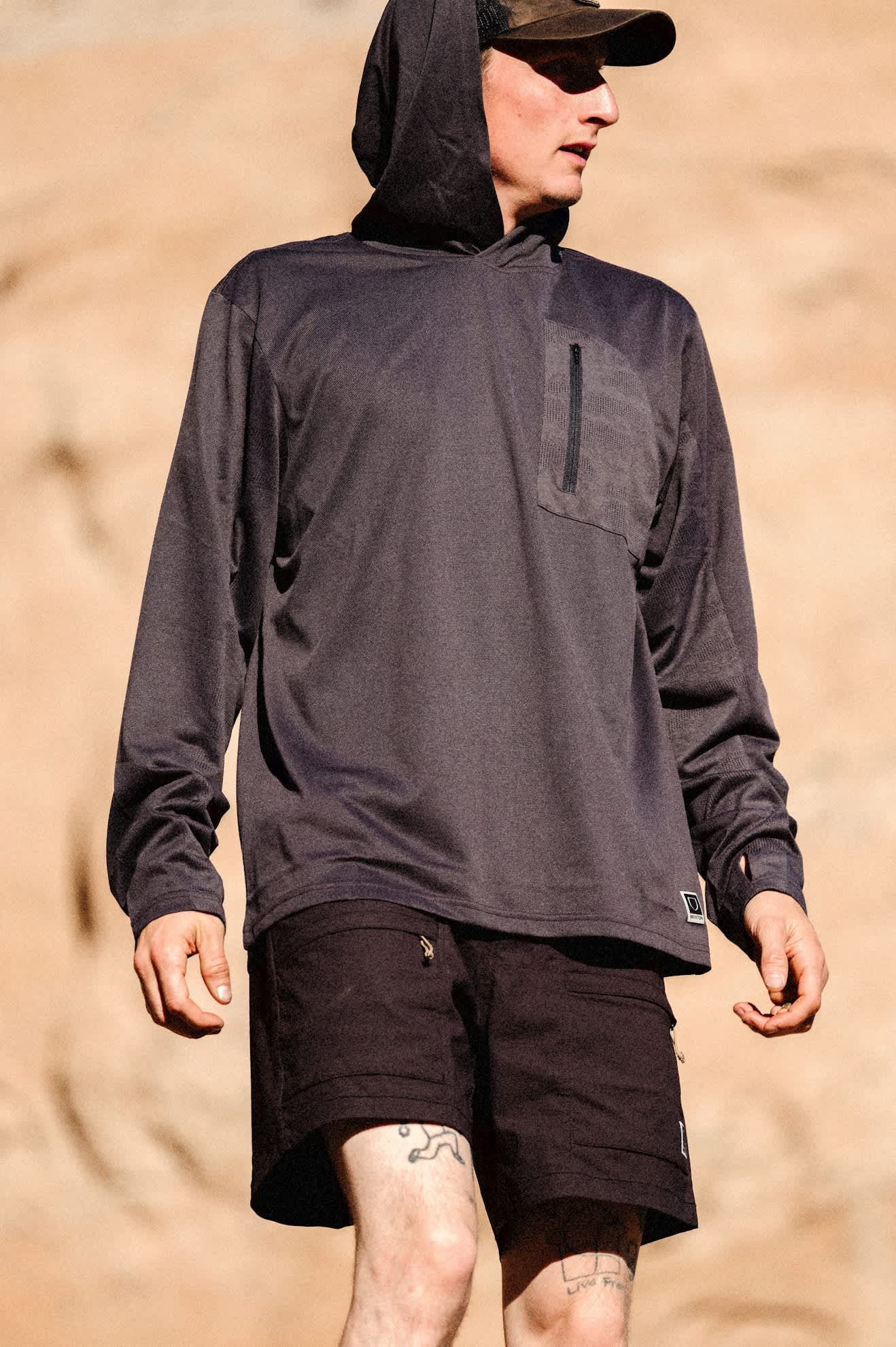 Men's Journey Long Sleeve Sun Hoodie in the color Black - Men's Lifestyle image