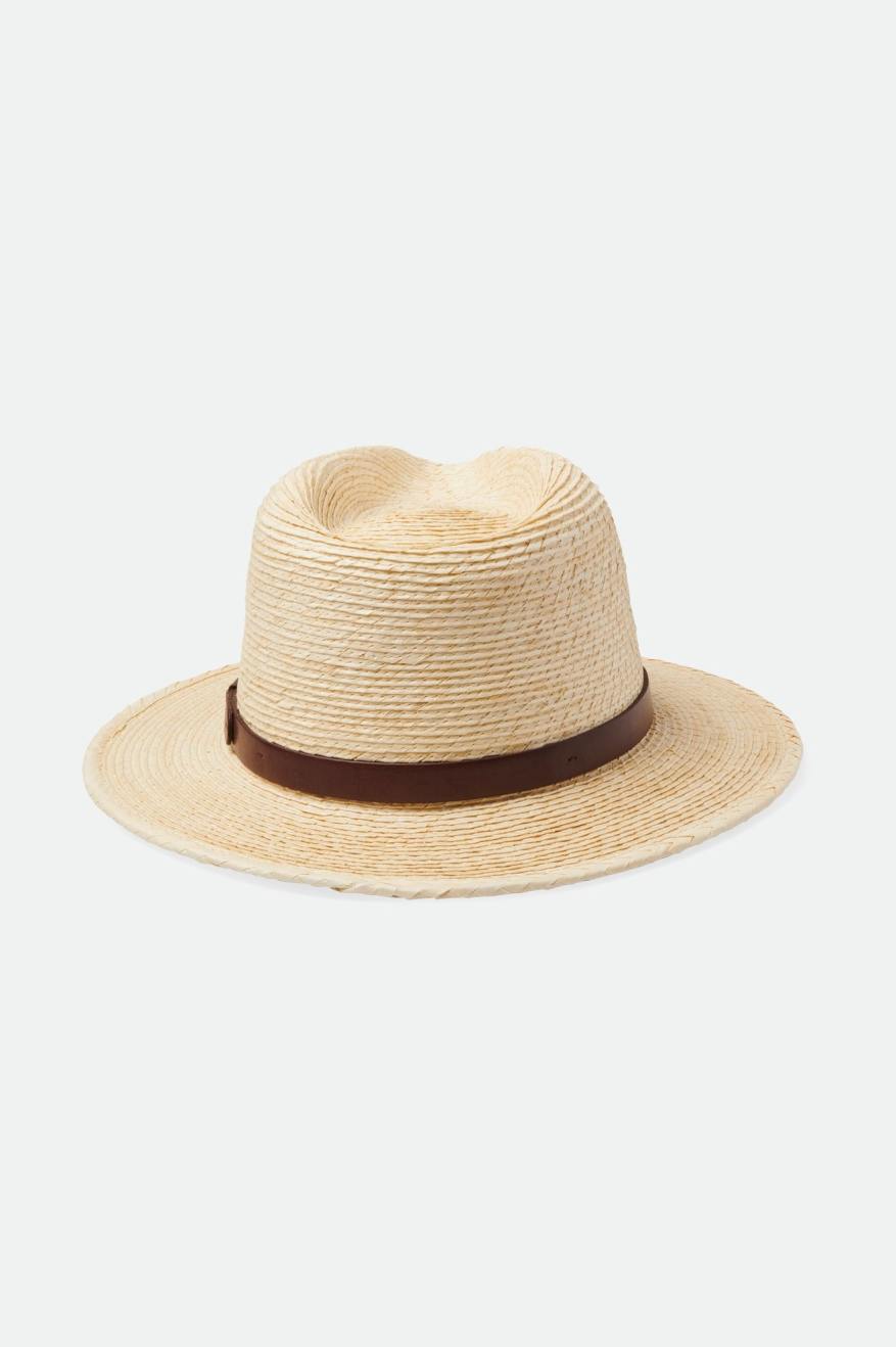 Brixton Unisex Messer Straw Fedora - Natural/Brown | Back
