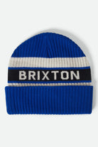 Men's Rainier Striped Beanie in the color Royal/White/Black - Front Product View