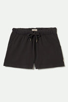 Women's Carefree Organic Garment Dyed Lounge Short in the color Black - Front Product View