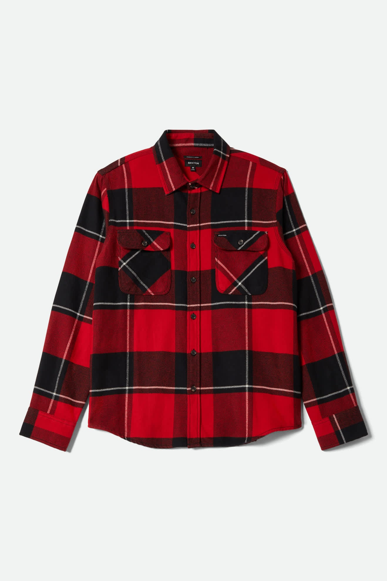 Men's Bowery Flannel in the color Black/Adrenaline Rush/Off White - Front Product View