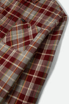 Men's Vintage Wash Flannel in the color Maroon Red/Beige/Green - Additional Laydown image