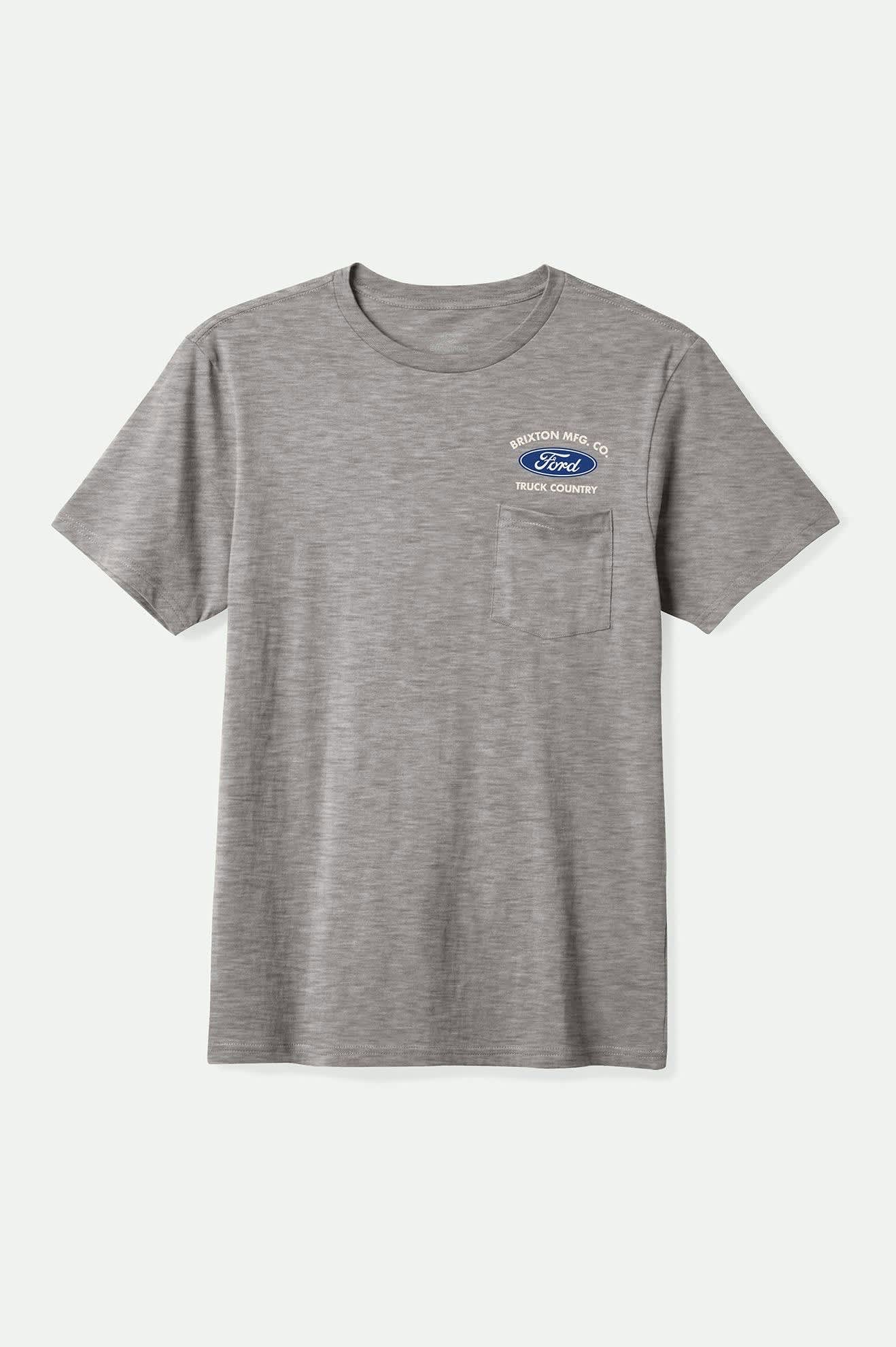 Men's Ford Truck Country S/S Pocket T-Shirt in the color Heather Grey - Front Product View