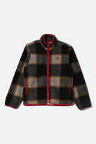Men's Buffalo Plaid Sherpa Full Zip in the color Black/Cream - Front Product View
