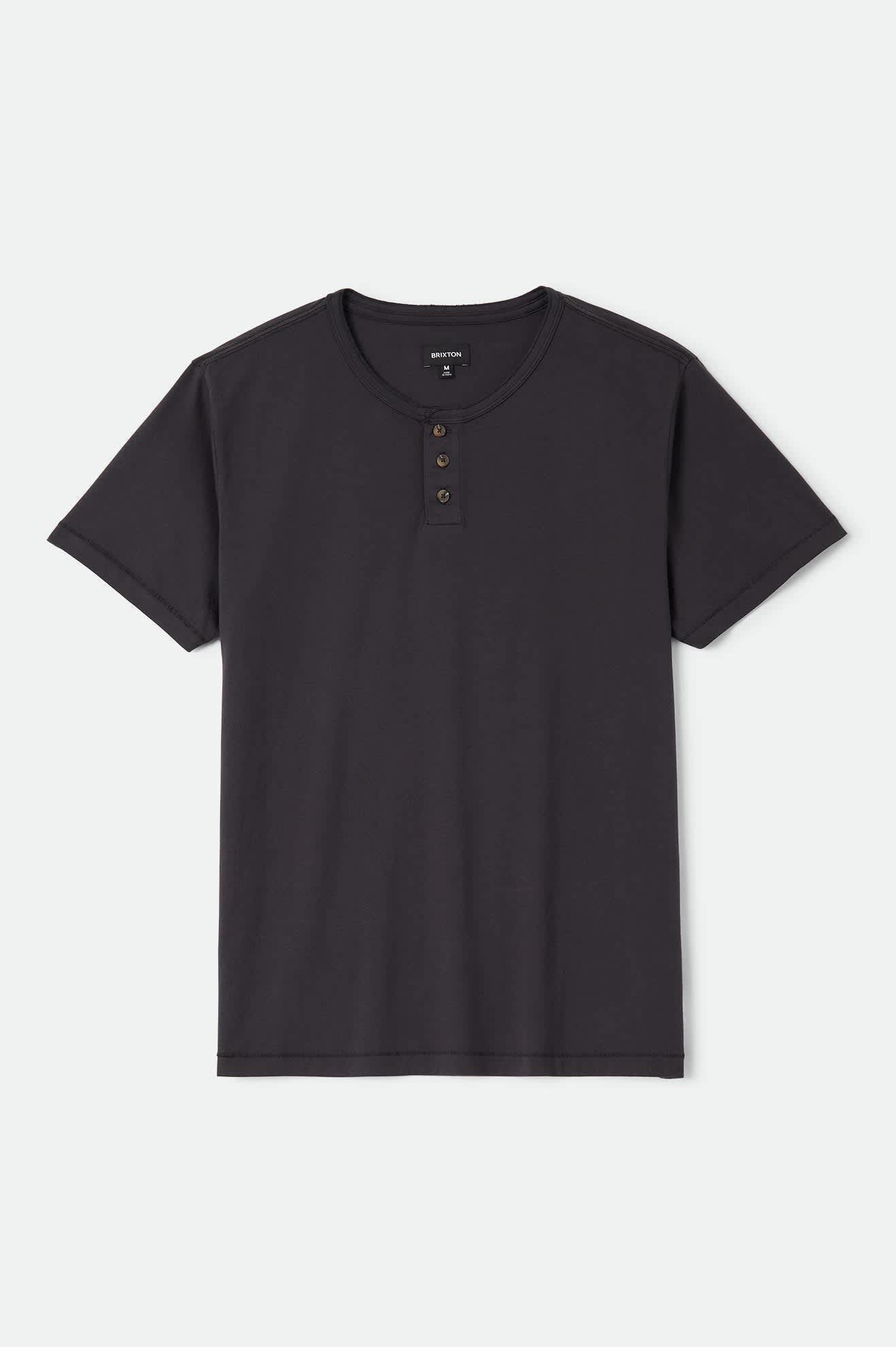 Men's Brixton Baseline Henley T-Shirt in the color Black - Front Product View