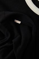 Women's Carefree Organic Garment Dye Ringer T-Shirt in the color Black/Off White - Additional Laydown image