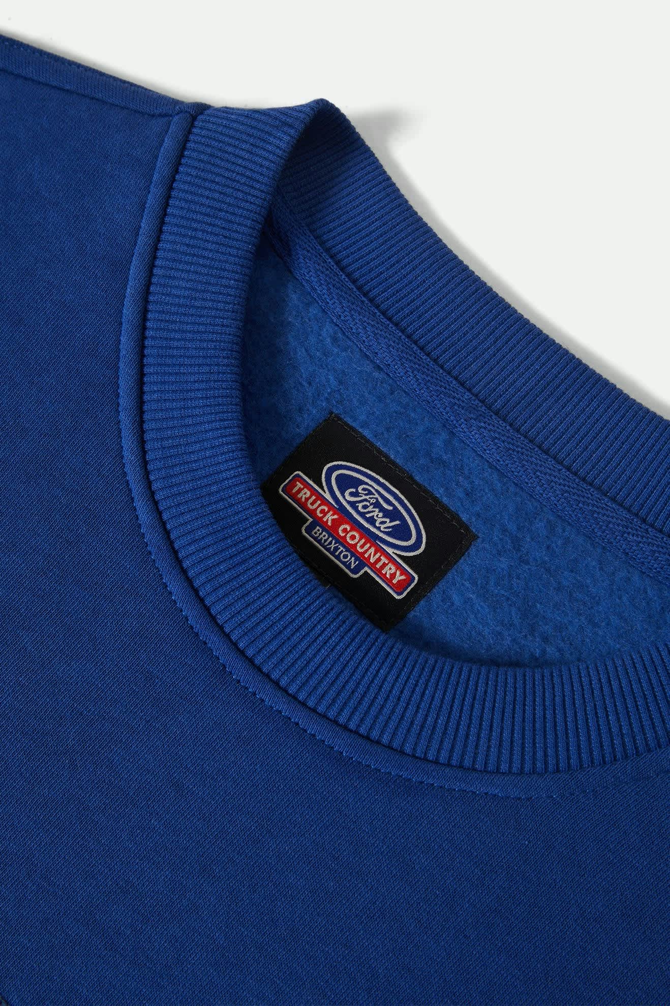 Men's Ford Number One Relaxed Fleece Crew in the color Ford Blue - Additional Laydown image