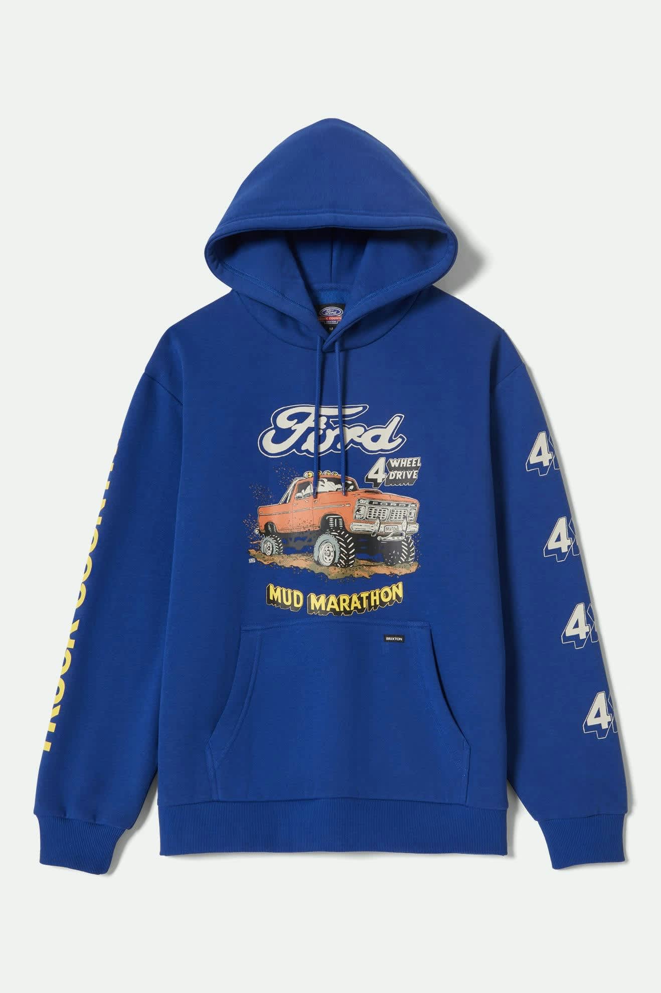 Men's Ford Mud Marathon Relaxed Fleece Hoodie in the color Ford Blue - Front Product View