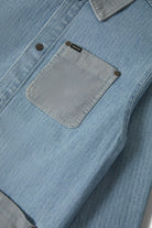 Men's Herringbone Lightweight Chore Coat in the color Light Wash Denim Herringbone - Additional Laydown image