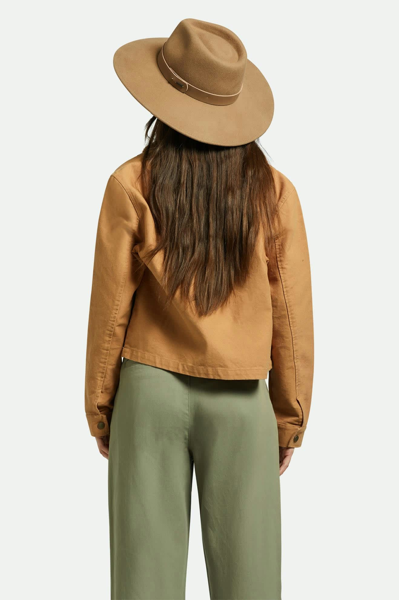 Women's Eleanor Felt Packable Hat in the color Macadamia - Women's Back View