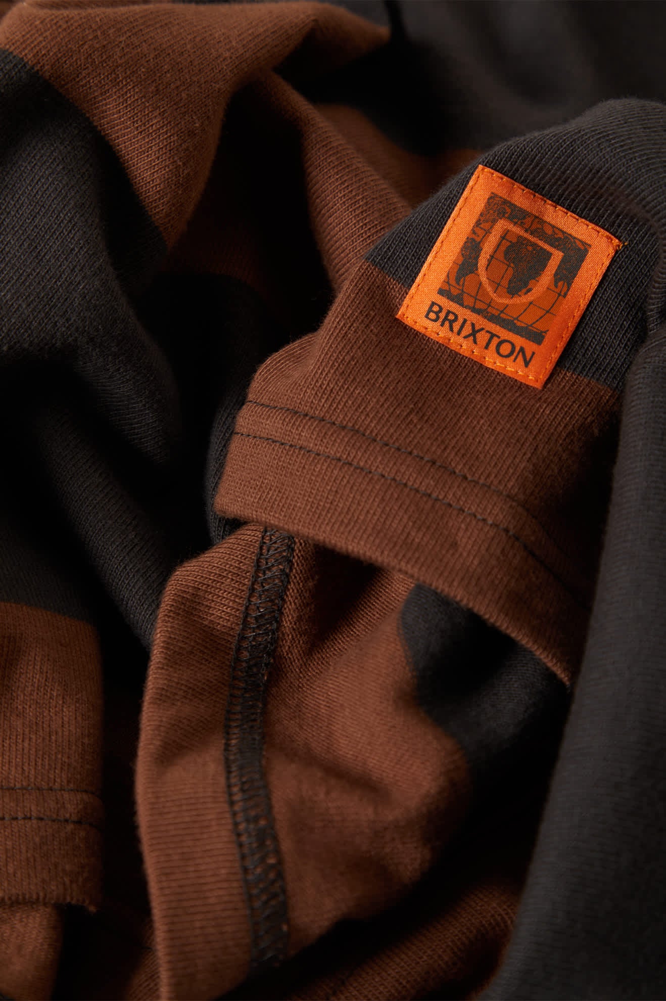 Men's Union Heavyweight Rugby Polo in the color Washed Black/Pinecown Brown - Additional Laydown image