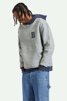 Men's Fit, front | Retro Heavyweight Relaxed Hoodie - Heather Grey/Washed Navy