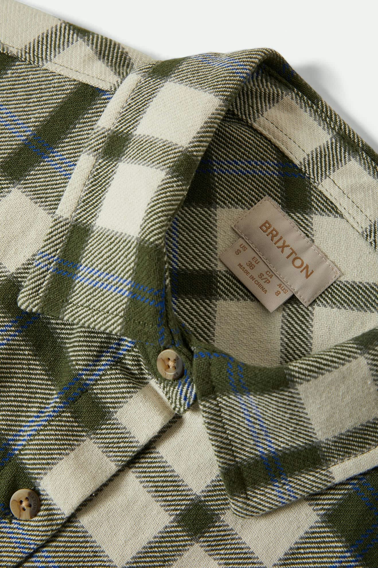 Women's Bowery Vintage L/S Overshirt in the color Green/Blue - Additional Laydown image