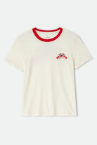 Women's Brixton Banner Slim Crew T-Shirt in the color Off White - Front Product View