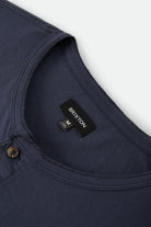 Men's Brixton Baseline Henley T-Shirt in the color Washed Navy Vintage Wash - Additional Laydown image