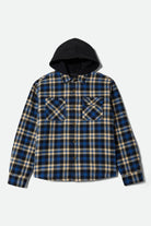 Men's Bowery Quilited Hooded Flannel in the color Navy/Cream - Front Product View