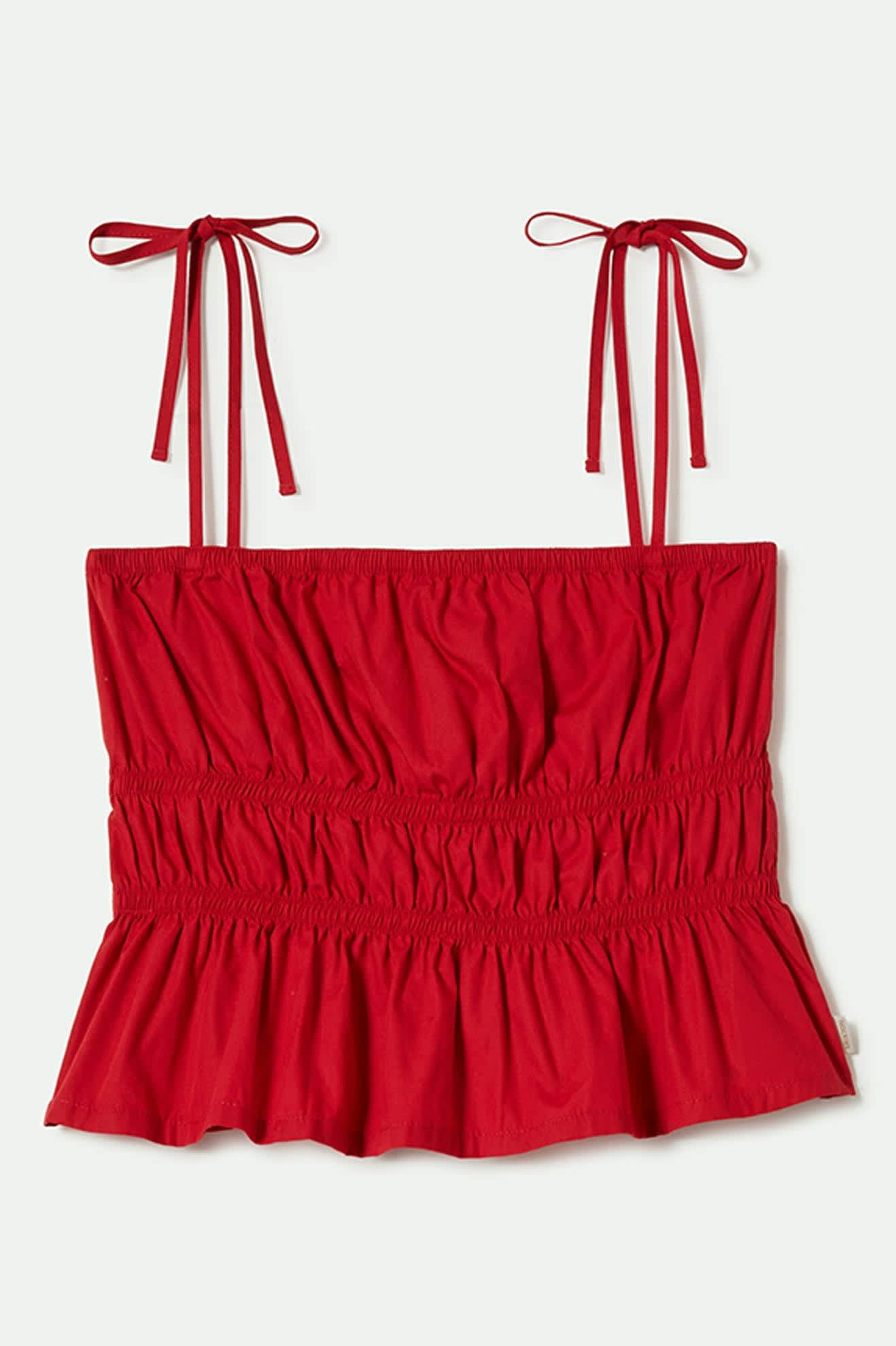 Women's Eden Smocked Top in the color Crimson - Front Product View