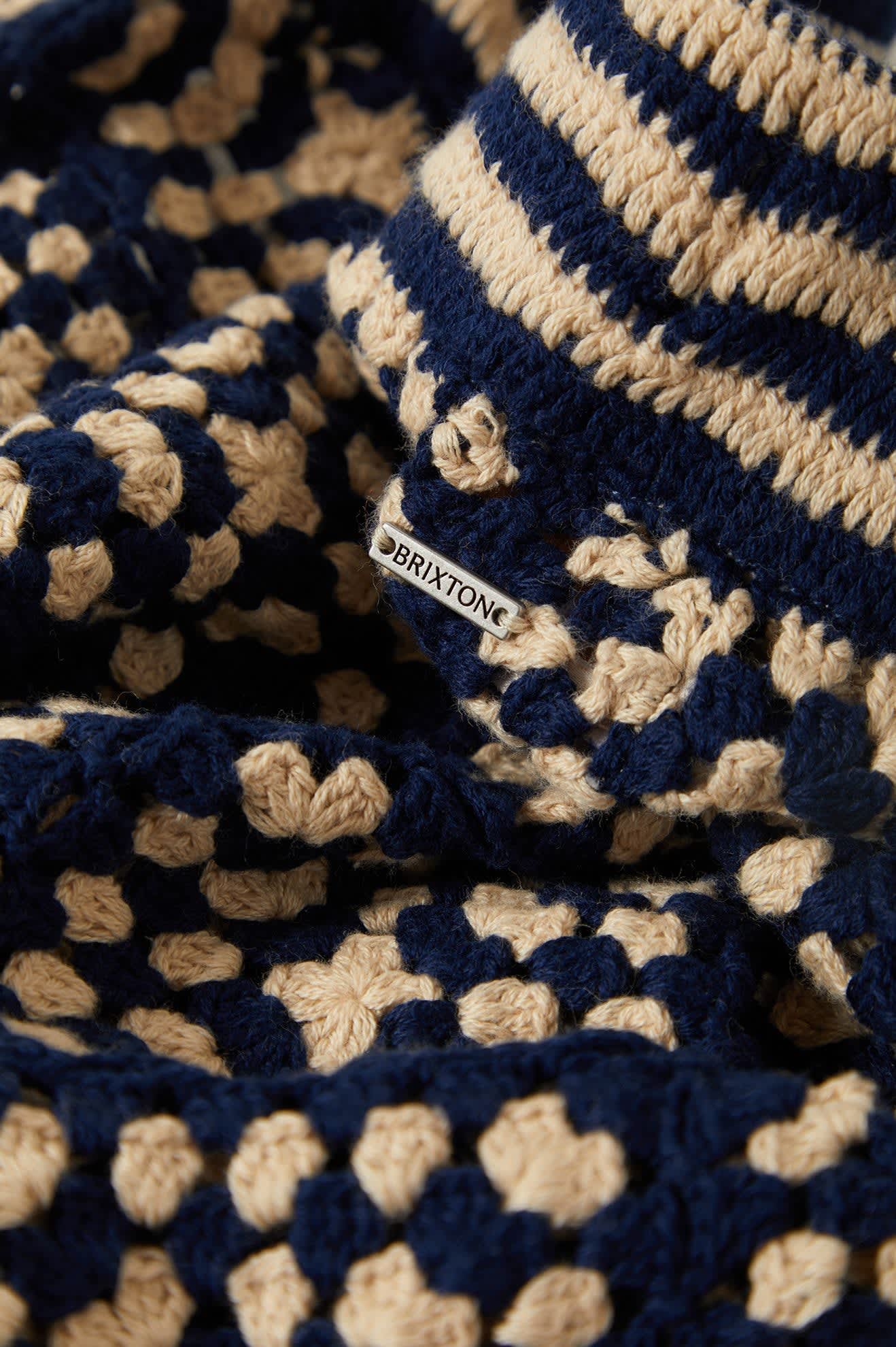 Women's Crochet Short in the color Mood Indigo/Off White - Additional Laydown image