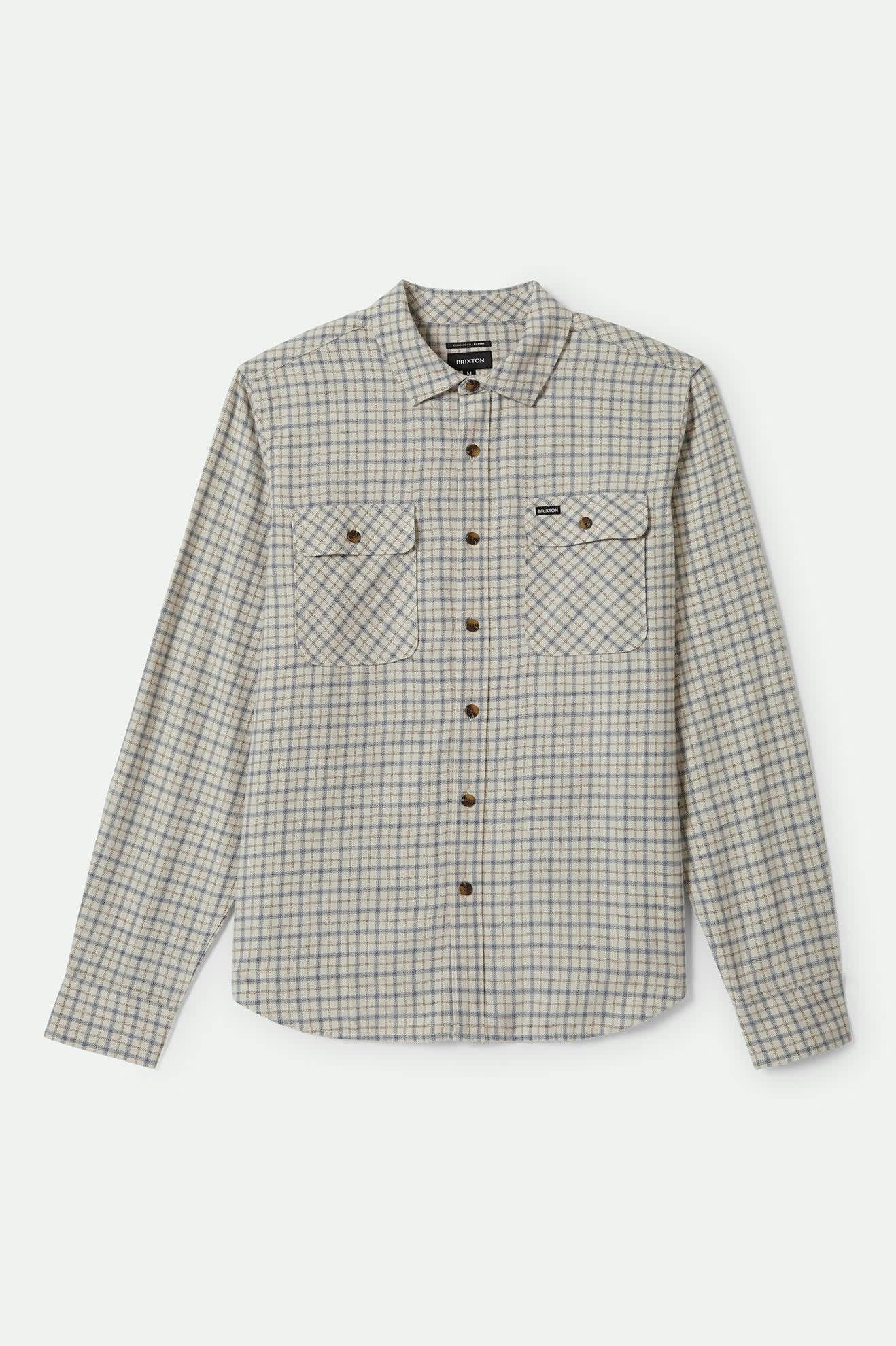 Men's Bowery Lightweight Ultra Soft L/S Flannel in the color Whitecap/Basalt - Front Product View