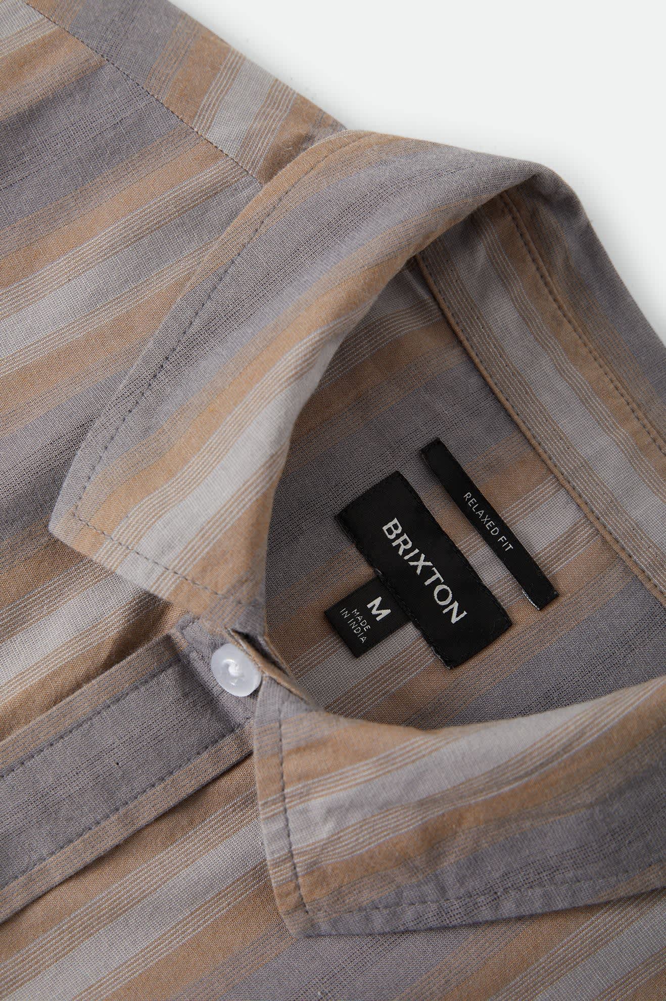 Men's Cru Shirt in the color Charcoal Shadow Stripe - Additional Laydown image