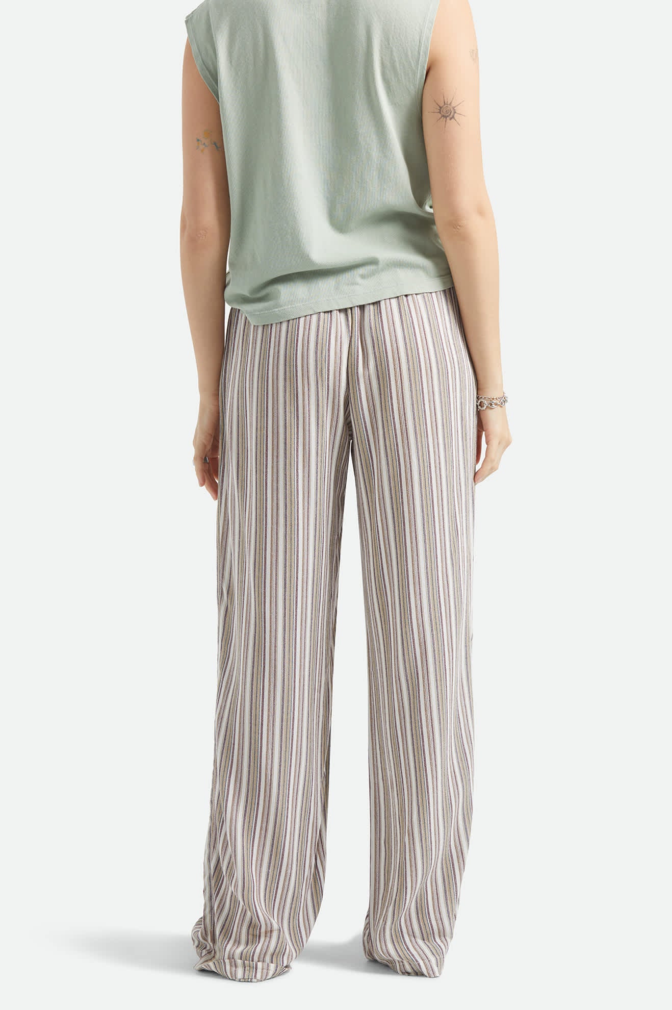 Women's The Alley Lounge Pant in the color Worn In Robust Red Stripe - Women's Back View