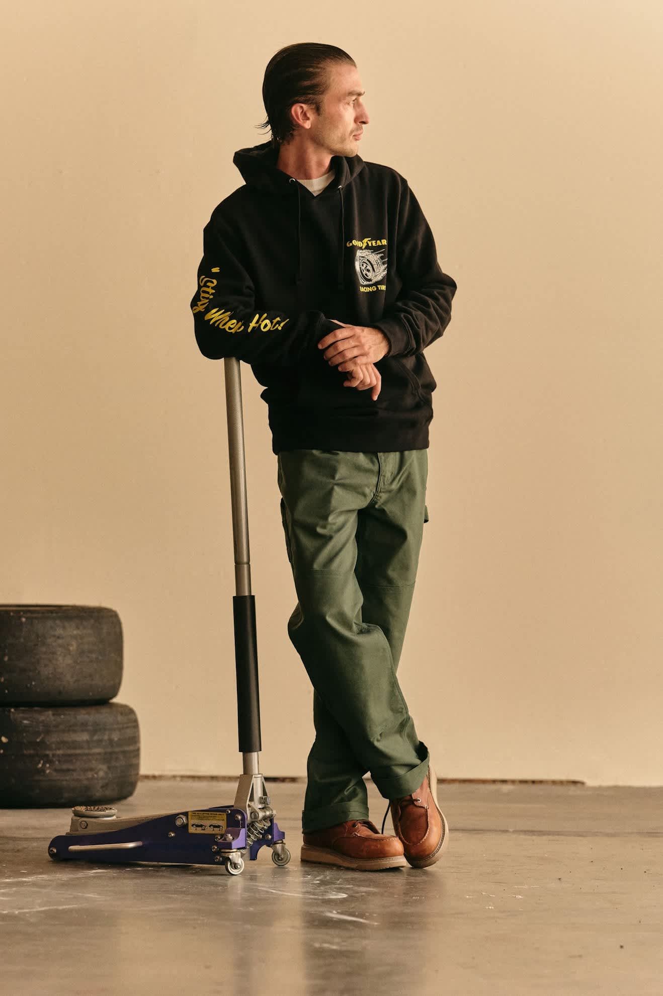 Men's Goodyear Cheater Slick Hood in the color Black - Men's Front View