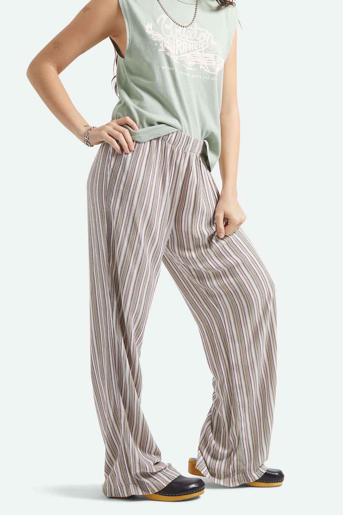 Women's The Alley Lounge Pant in the color Worn In Robust Red Stripe - Additional Fit image