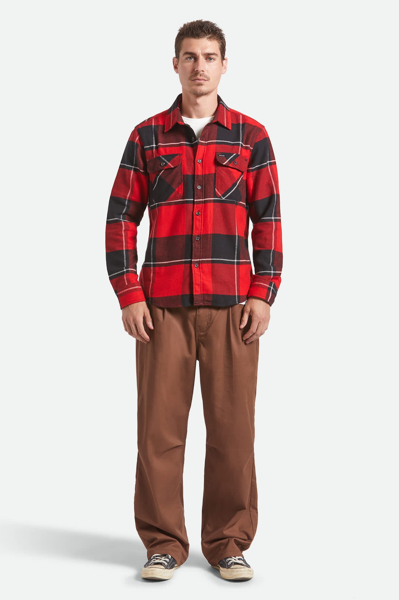 Men's Bowery Flannel in the color Black/Adrenaline Rush/Off White - Additional Fit image