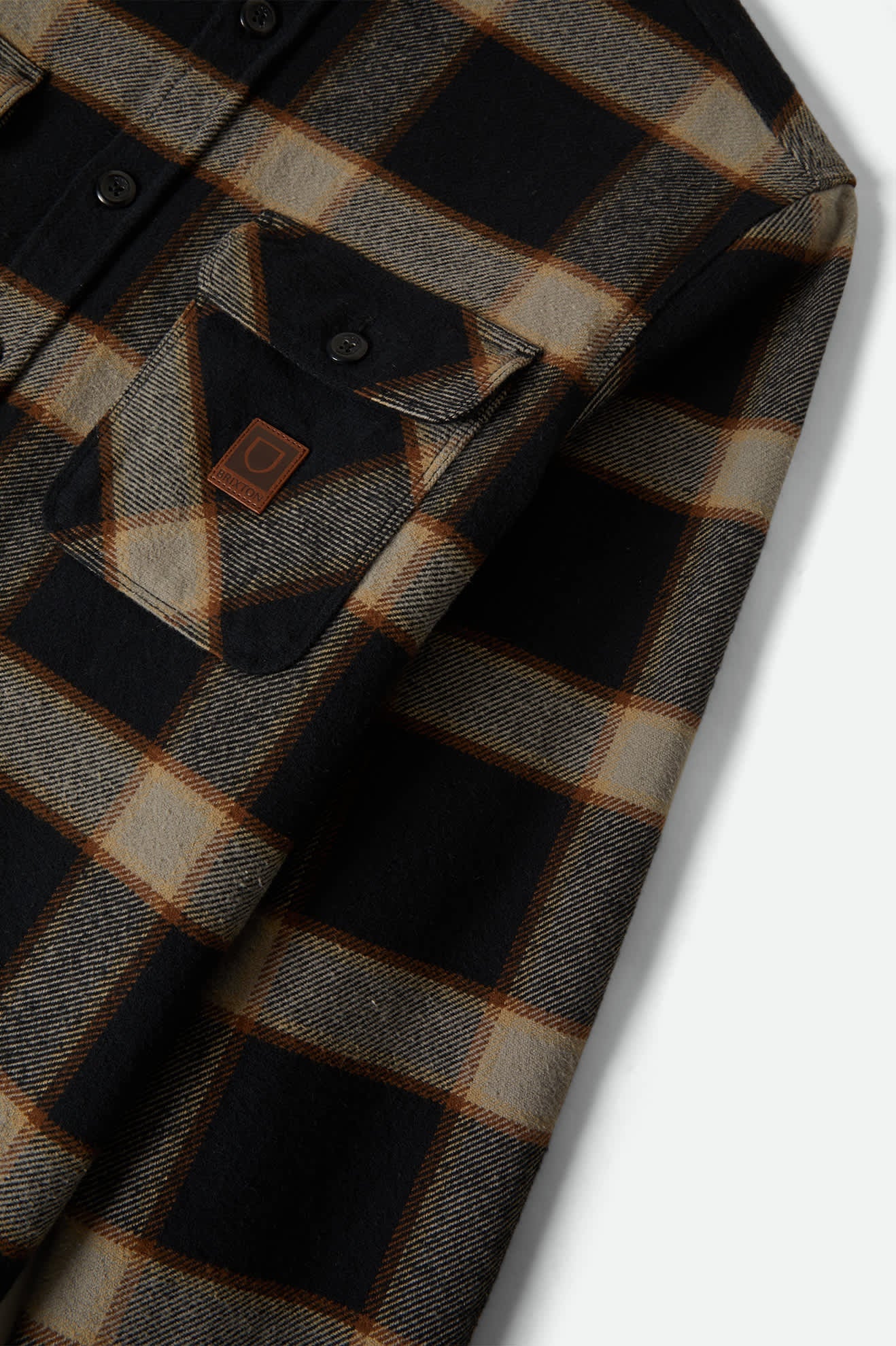 Men's Bowery Heavyweight Flannel in the color Black/Cream - Additional Laydown image