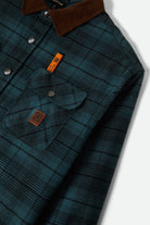 Men's Builders Bowery Stretch Water Resistant Flannel in the color Night Sage/Black - Additional Laydown image
