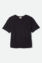 Women's Carefree Organic Garment Dye Cinch T-Shirt in the color Black - Front Product View
