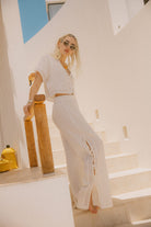 Women's Seaside Eyelet Wide Leg Pant in the color Off White Eyelet - Men's Lifestyle image