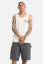 Men's Rainier Beer Run Tank in the color Natural - Men's Front View