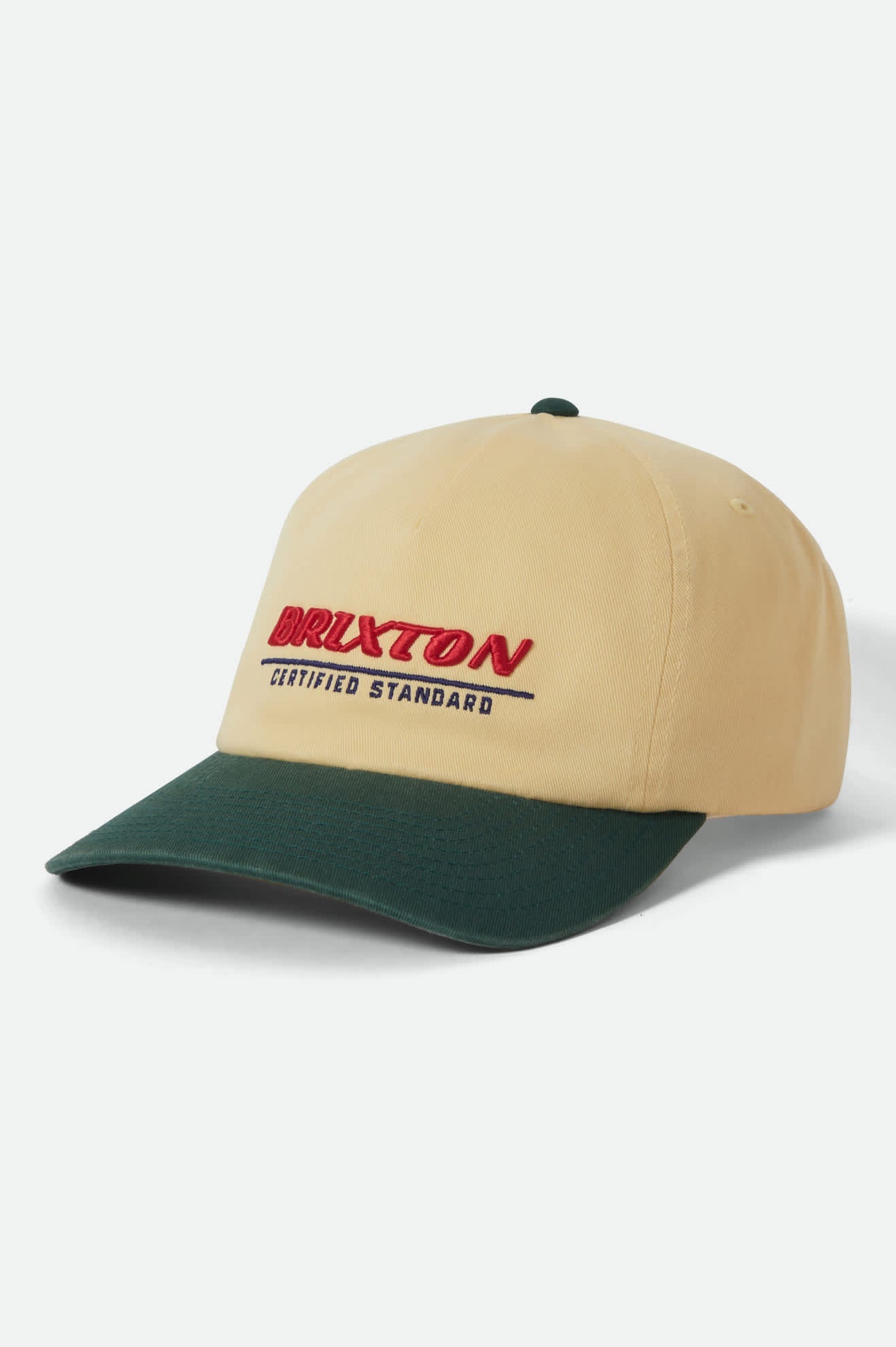 Unisex Brixton Certified Adjustable Hat in the color Washed Celestial Yellow/Mediterranean Teal - Front Product View