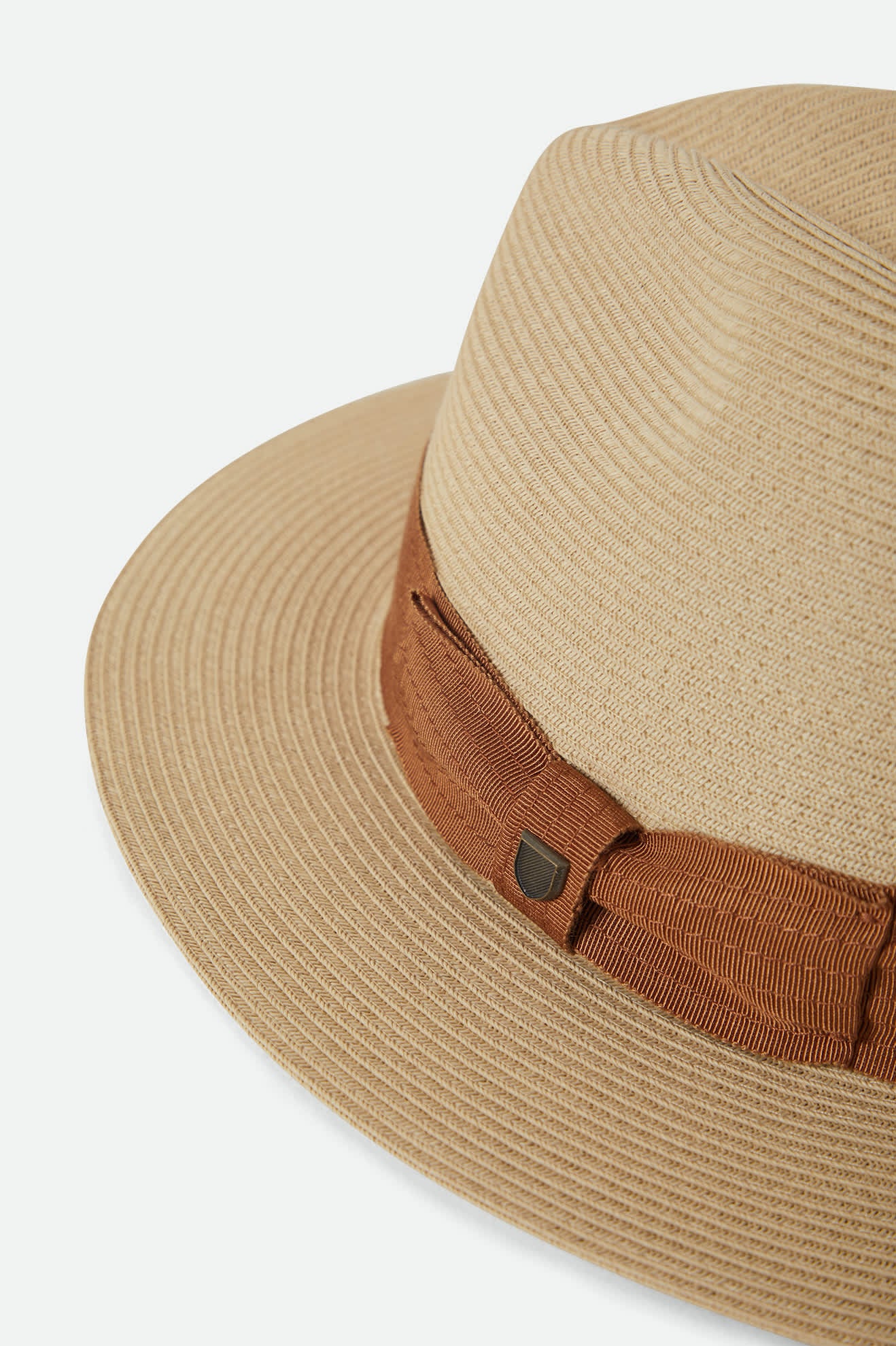 Unisex Roma Straw Packable Fedora in the color Natural/Bronze - Additional Laydown image