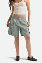 Women's The Alba Baggy Carpenter Short in the color Washed Sage Green - Women's Front View