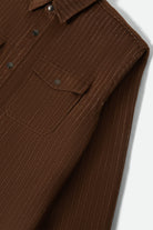 Men's Selden Soft Brushed Flannel in the color Pinecone Brown Pinestripe - Additional Laydown image