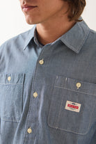 Men's Trademark Long Sleeve Shirt in the color Blue Chambray Micro Stripe - Additional Fit image