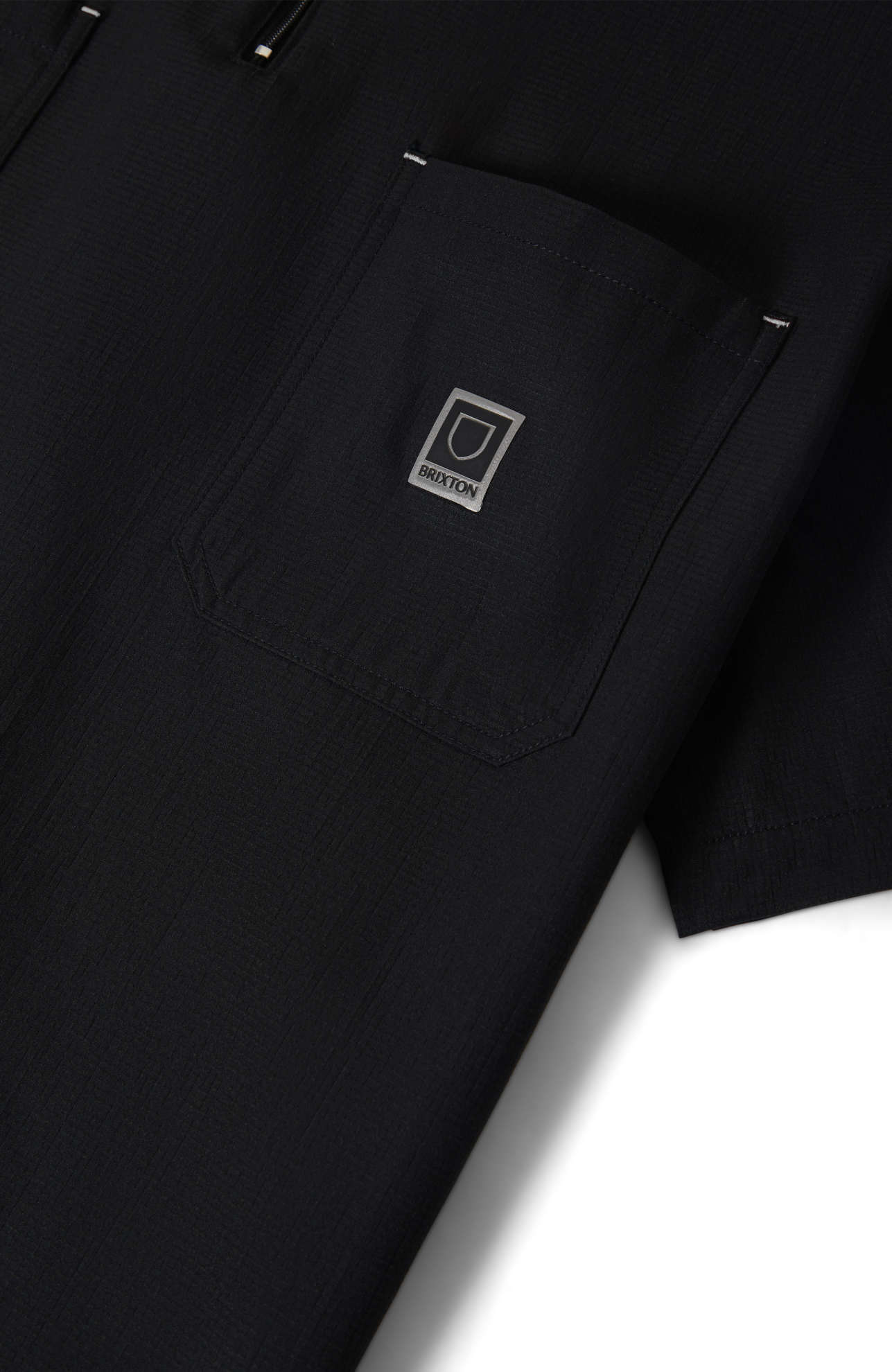 Men's Journey Lightweight 1/2 Zip Cropped Short Sleeve Shirt in the color Black - Additional Laydown image