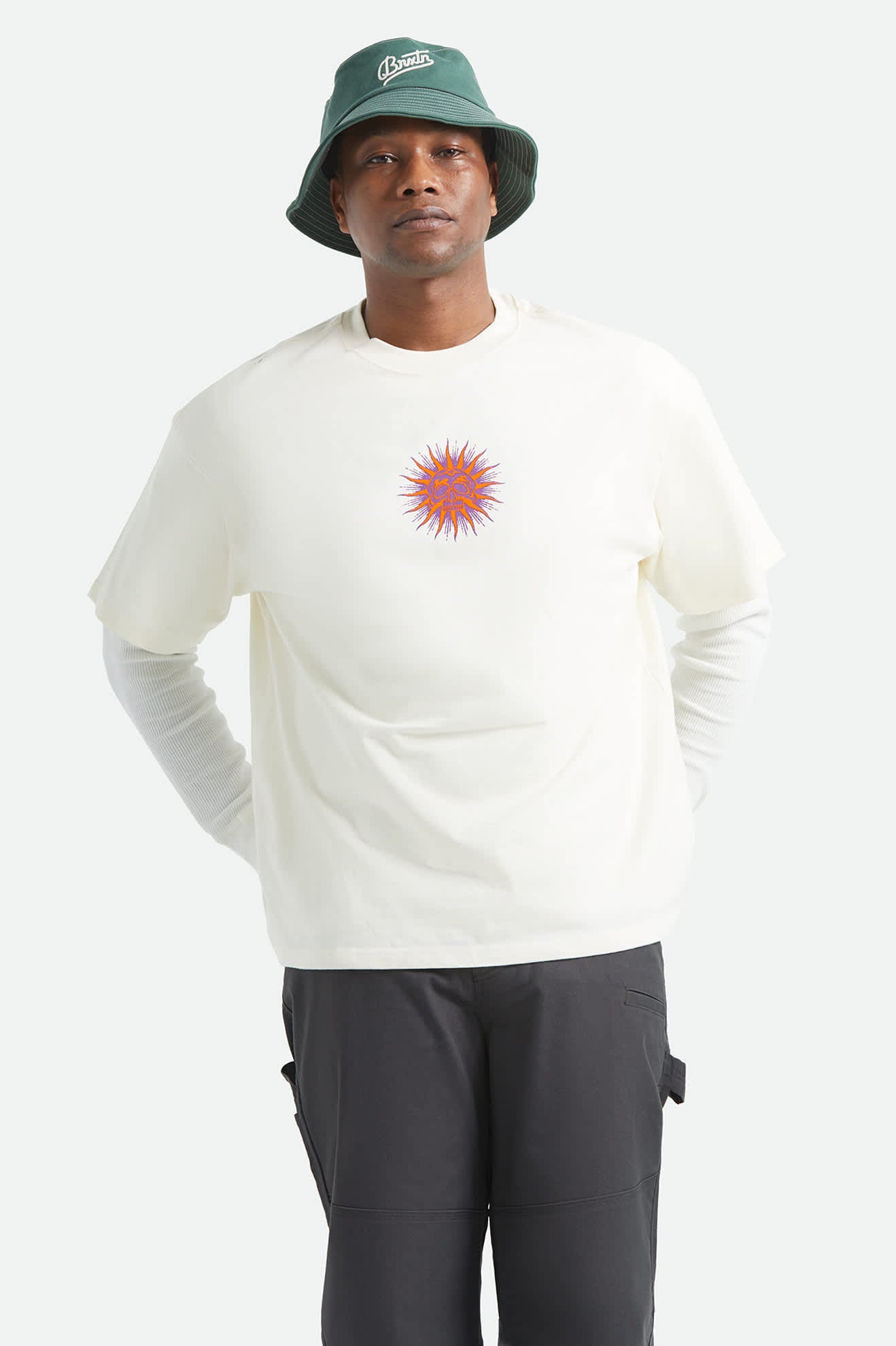 Men's Zephyr Short Sleeve Oversized Shirt in the color Cream - Men's Front View