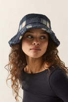 Women's Ellee Cozy Bucket Hat in the color Classic Navy Plaid - Women's Front View