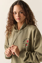 Women's Ramblin Rose Hoodie in the color Olive Surplus - Women's Side View