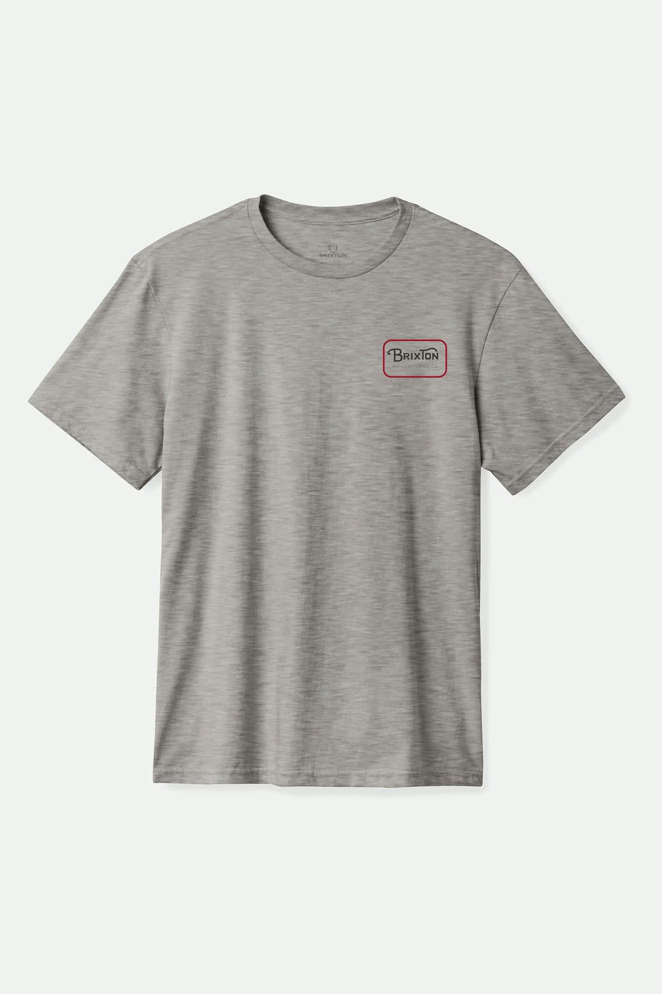 Men's Grade S/S Standard T-Shirt in the color Heather Grey/Washed Black/Dark Red - Front Product View