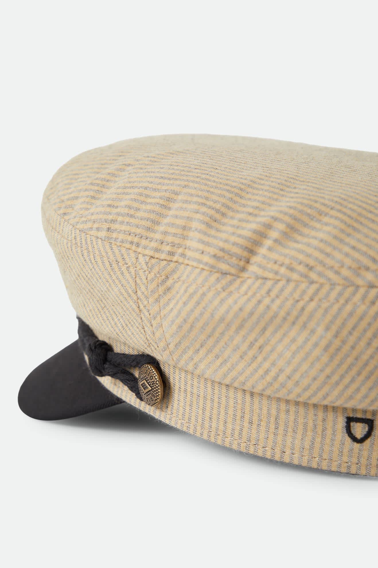 Women's Fiddler Fisherman Cap in the color Khaki Stripe/Washed Black - Additional Laydown image