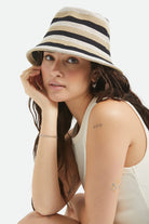 Women's Lisboa Knit Packable Bucket Hat in the color Black/Sand/Whitecap - Women's Front View